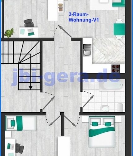 1427 Grundriss 3-Raum-Wohnung_V1