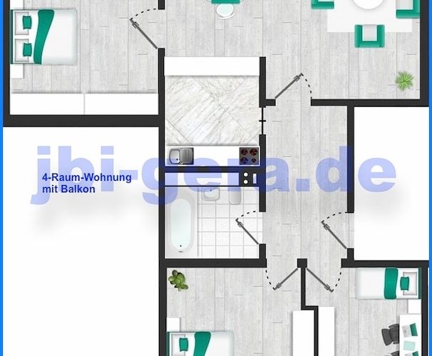 1427 Grundriss 4-Raum-Wohnung mit Balkon_V2