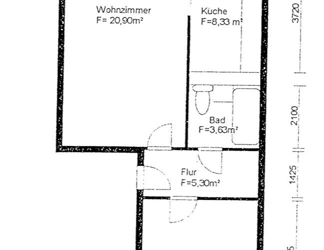 Grundriss, 2_Raumwohnung