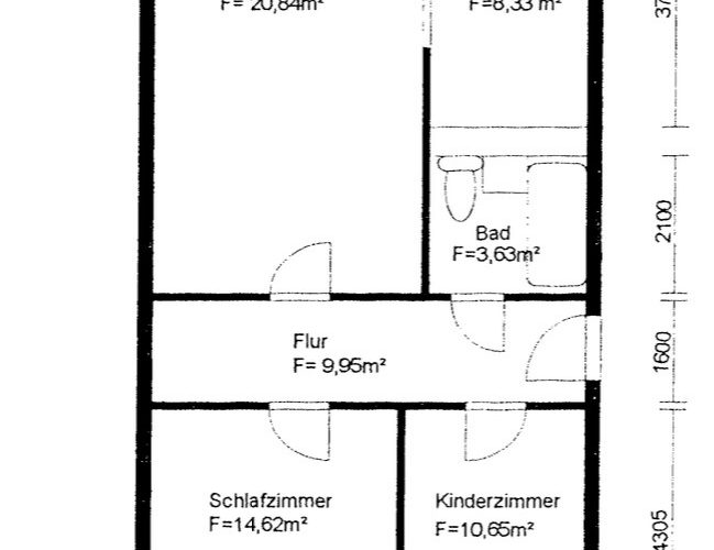 Grundriss, 3_Raumwohnung
