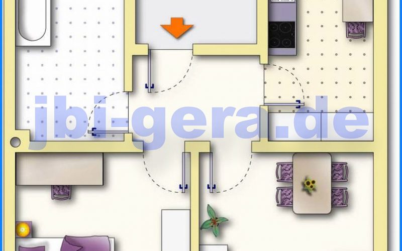 1614 Grundriss WE 1 EG 2Raum 58 qm