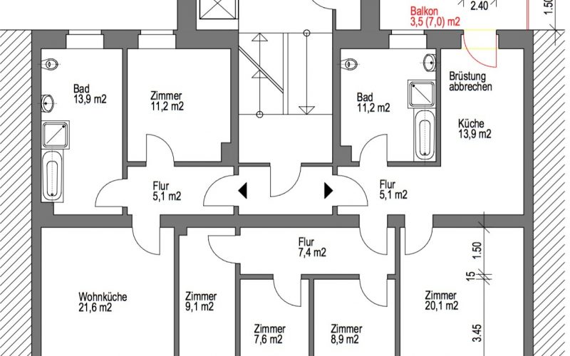Grundriss 1 bis 3 OG